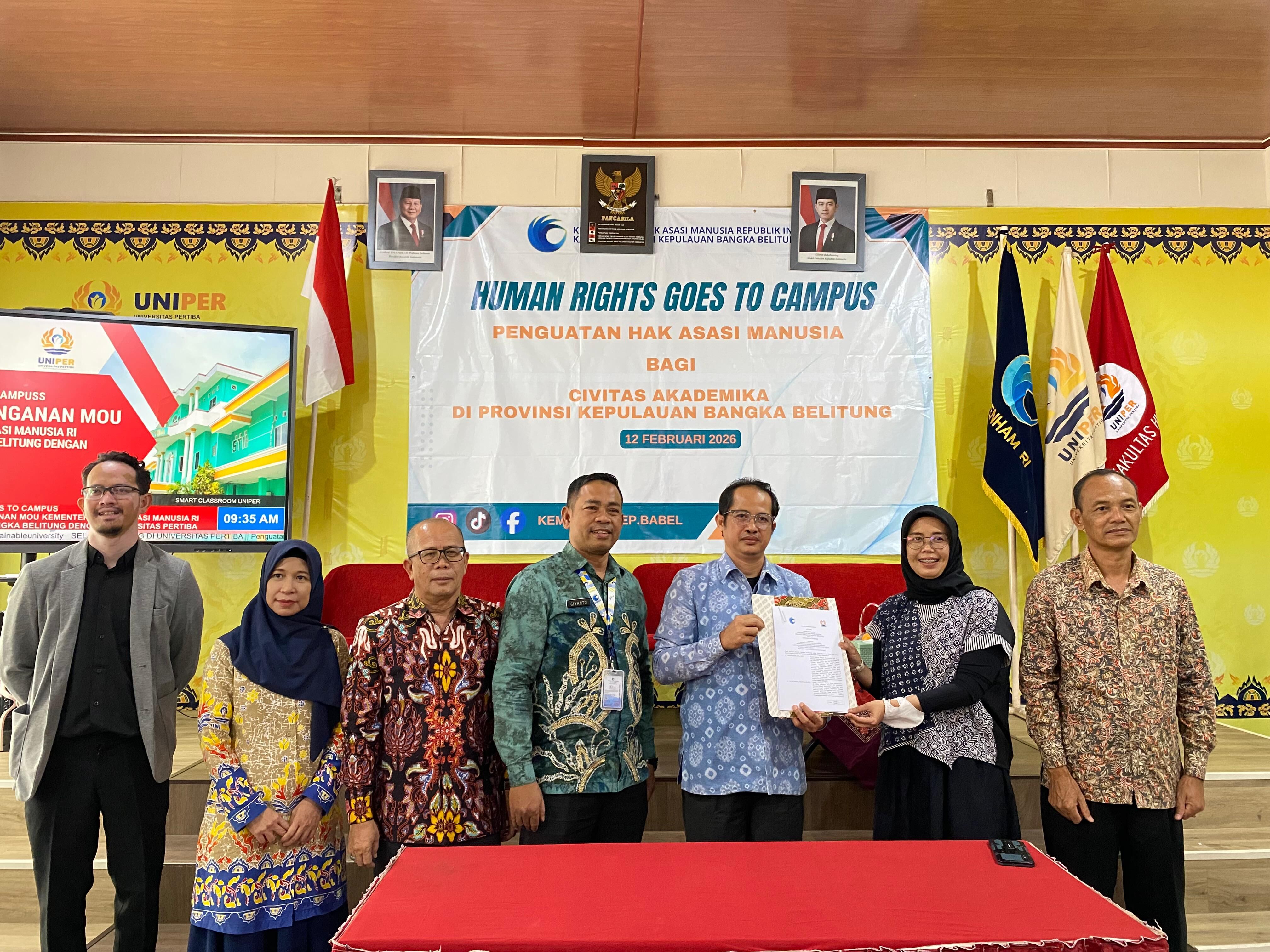 KANWIL HAM KEPULAUAN BANGKA BELITUNG DAN UNIVERSITAS PERTIBA TANDATANGANI MoU, PERKUAT BUDAYA HAM MELALUI PROGRAM HUMAN RIGHTS GOES TO CAMPUS